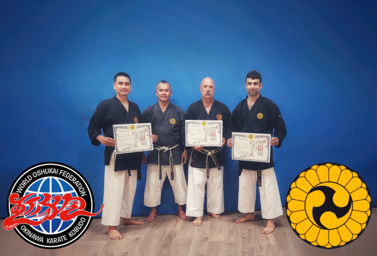 Félicitations à Louis, Rodolphe et Richard pour leur obtention de Dan en Kobudo lors du stage international d’été à Thonon-les-Bains !